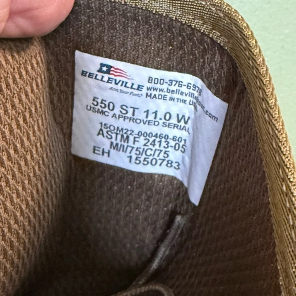 Belleville USMC Hot Weather Steel Toe Boots 550ST Brown Leather Size 11 W